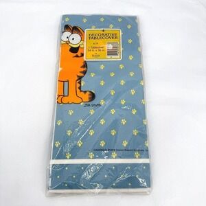 Buzza Garfield Tablecloth Vintage 1978 Paw Prints Blue Party Supplies NOS